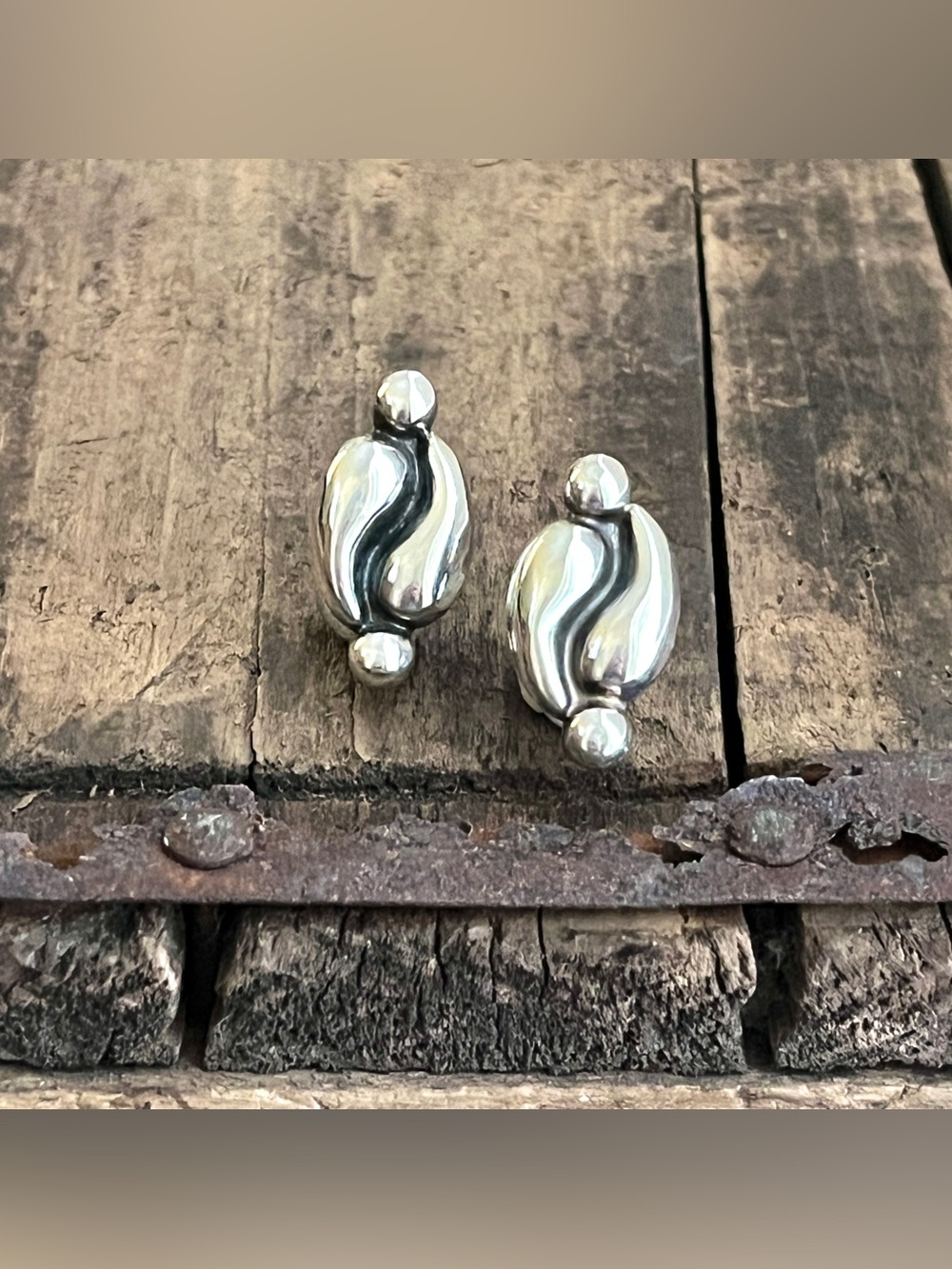 Vintage Mexican Sterling Silver Earrings 925 Guadalajara Screw Back - Picture 3 of 9